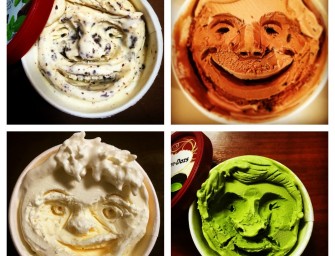 Food art dans les pots de crème glacée Häagen-Dazs